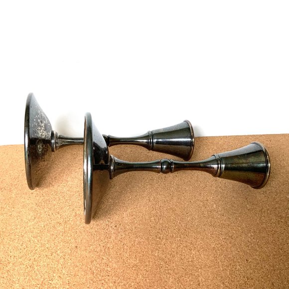 Vintage Valero Spain Pair Of Silver Plated Candle Sticks - Picture 6 of 16